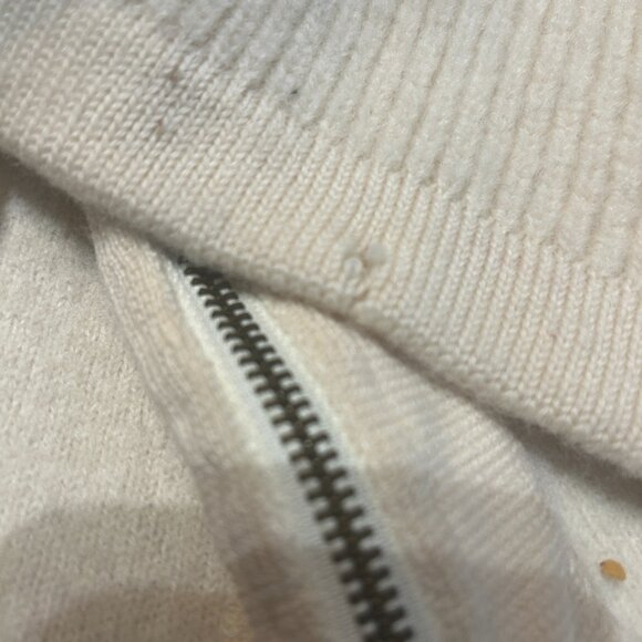 Vintage Lauren Jeffries 100% Wool Ivory Full Zip Cardigan Sweater Nordic Cozy - Picture 7 of 7